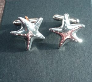 Starfish Cufflinks cast in Cornish Tin